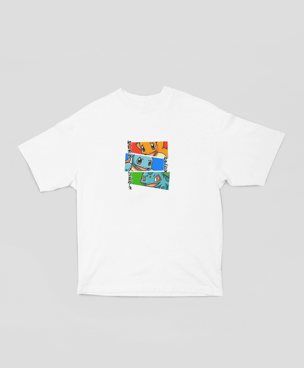 Camiseta - Pokémon Iniciales Blanca